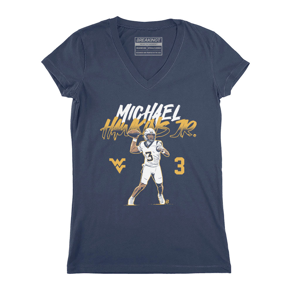 2623859 - West Virginia Football: Michael Hawkins Jr. Name Number Pose