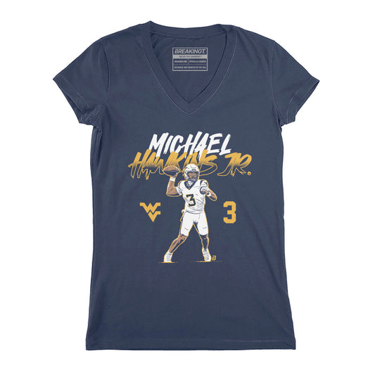 2623859 - West Virginia Football: Michael Hawkins Jr. Name Number Pose