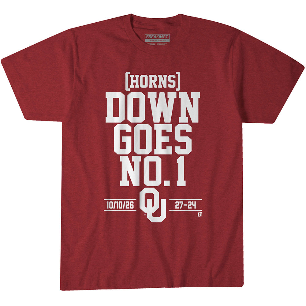 2624085 - Oklahoma Football: (horns) Down Goes No. 1
