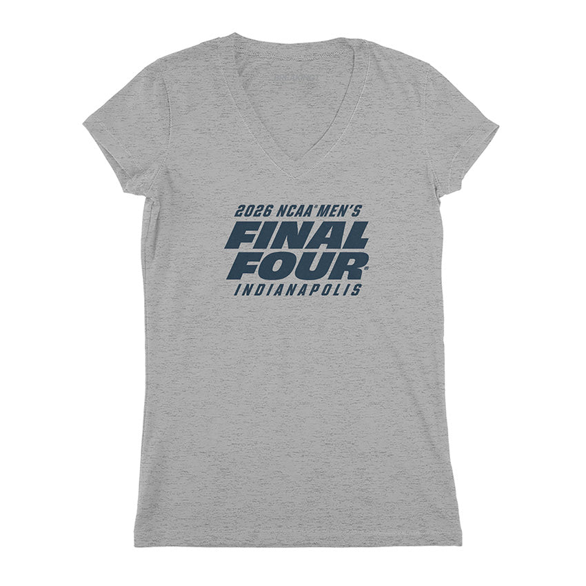 2026 NCAA Men's Final Four Type Treatment - Heather Gray v-neck t-shirt - college basketball fan gear - BreakingT apparel