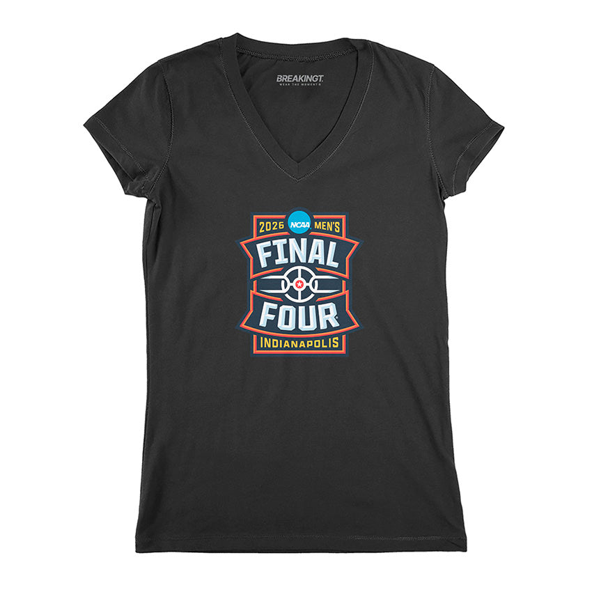 2026 NCAA Men's Final Four Logo - Black v-neck t-shirt - college basketball fan gear - BreakingT apparel