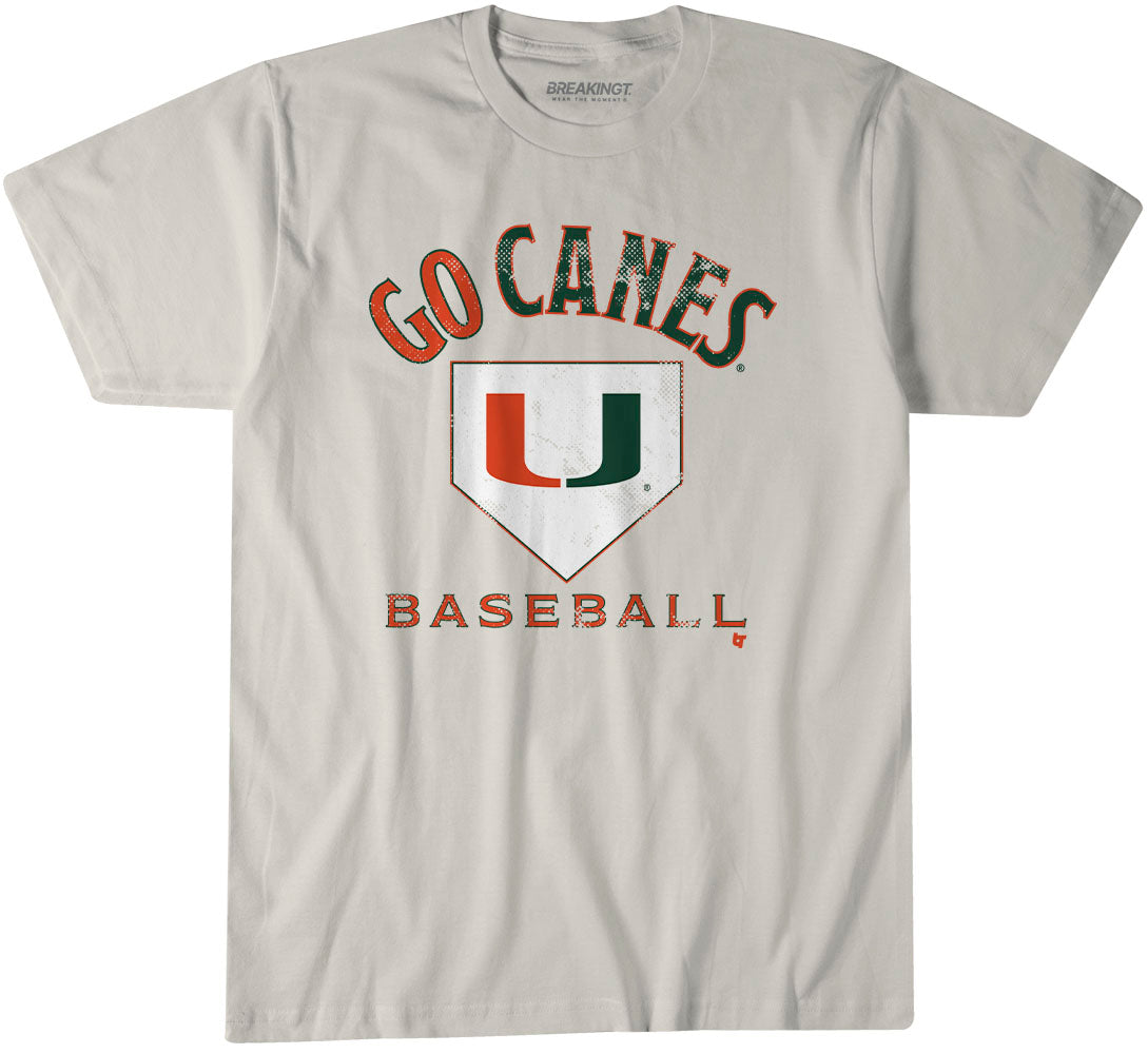 Miami Baseball: Home Plate - Off White t-shirt - college baseball fan gear - Florida - BreakingT apparel