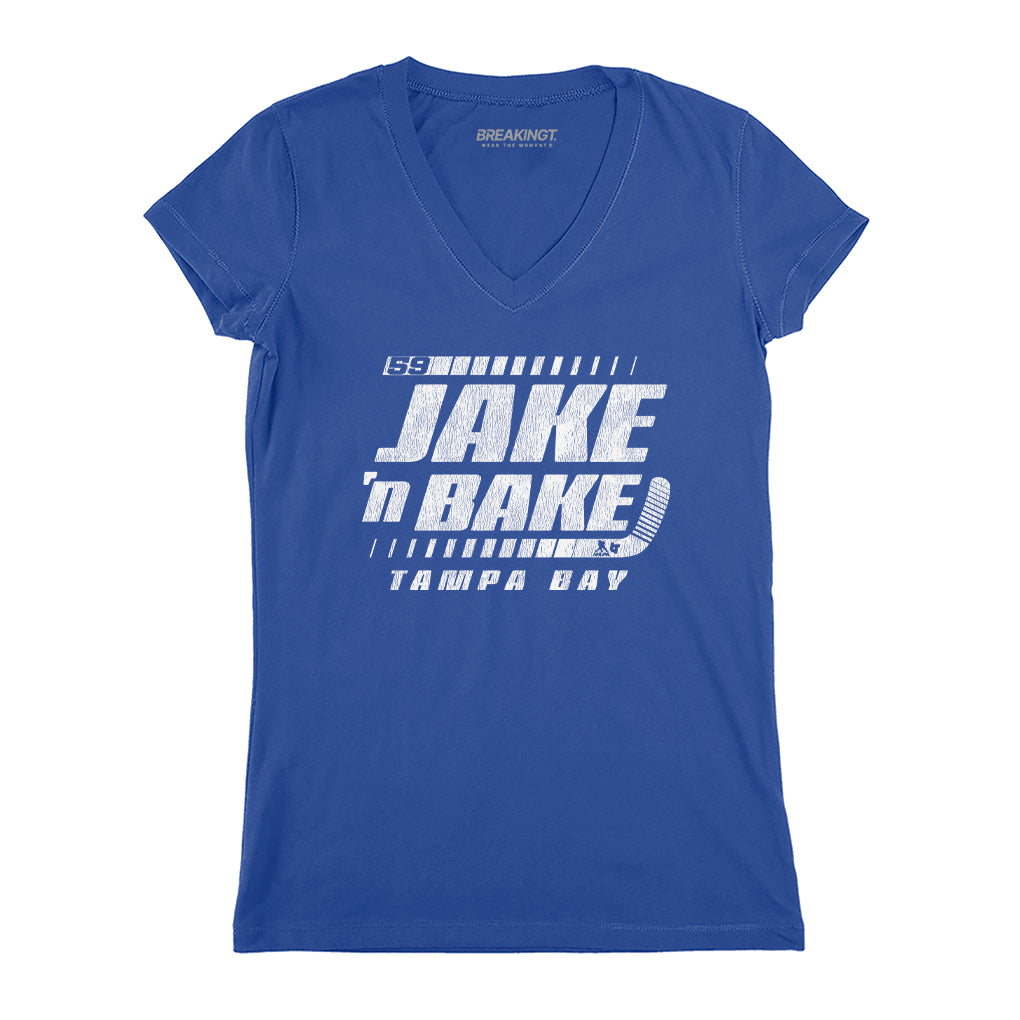 Jake Guentzel: Jake 'N Bake – Royal v-neck t-shirt – pro hockey fan gear – Florida – BreakingT apparel