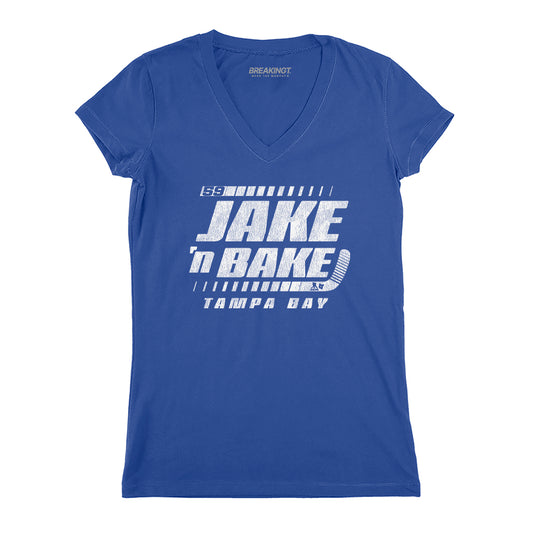 Jake Guentzel: Jake 'N Bake – Royal v-neck t-shirt – pro hockey fan gear – Florida – BreakingT apparel