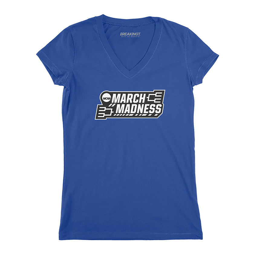 NCAA Single-Color March Madness Logo - Royal v-neck t-shirt - college basketball fan gear - BreakingT apparel