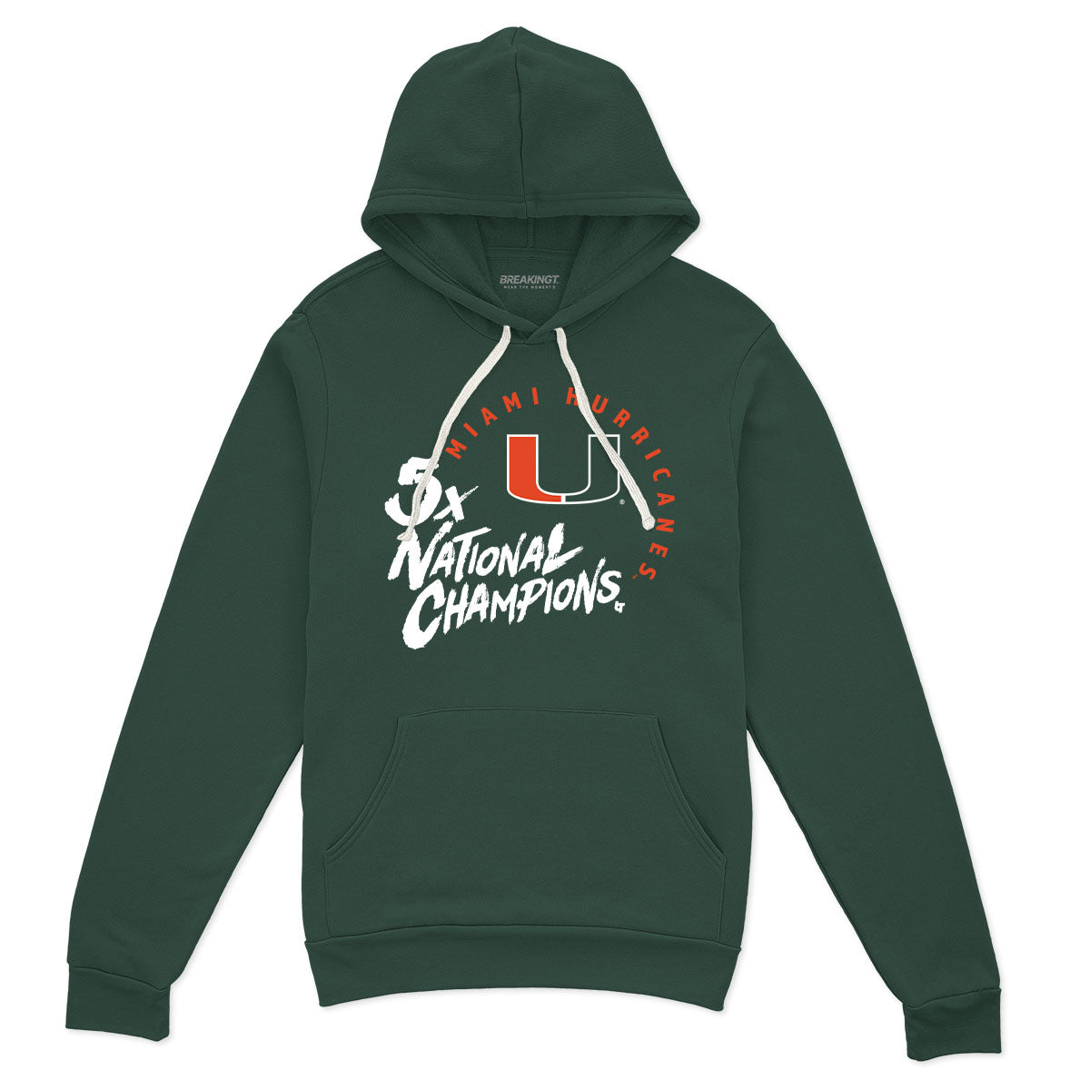 Miami Football: Five-Time National Champions - Forest Green hoodie - college football fan gear - Florida - BreakingT apparel