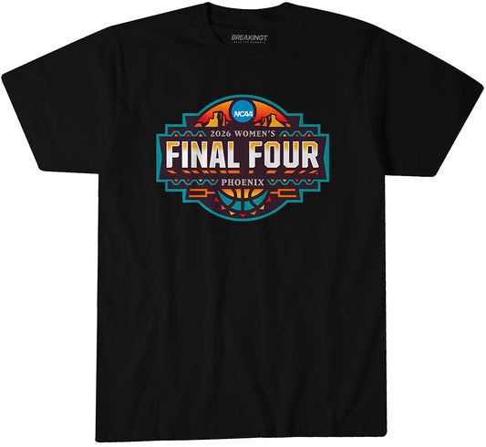 2026 NCAA Women's Final Four Logo - Black t-shirt - college basketball fan gear - BreakingT apparel
