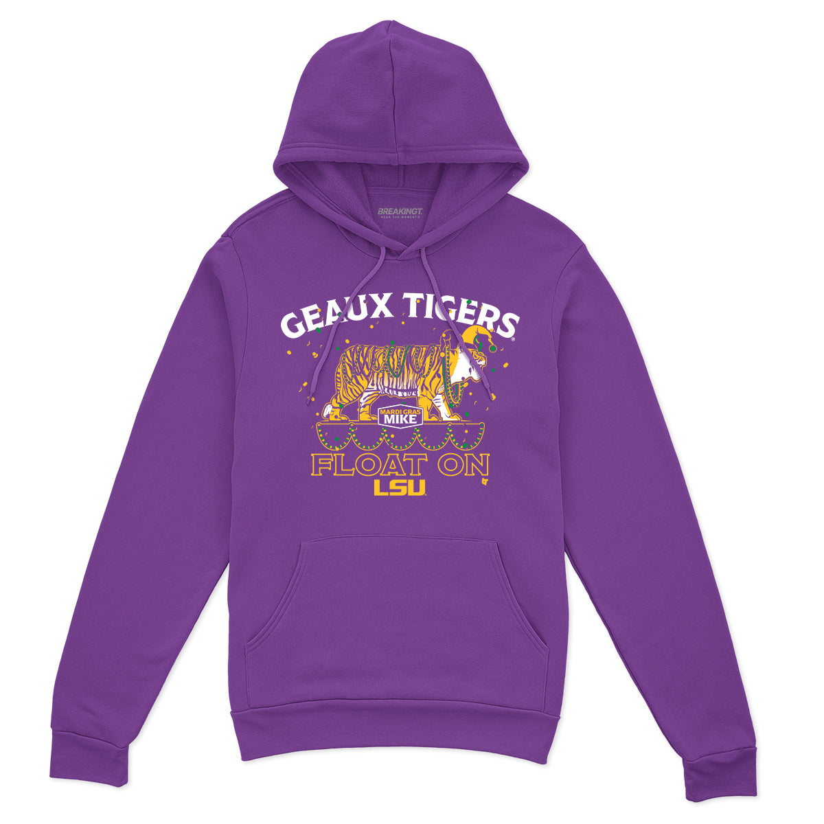LSU Tigers: Mardi Gras Mike Float - Purple hoodie - college other fan gear - Louisiana - BreakingT apparel