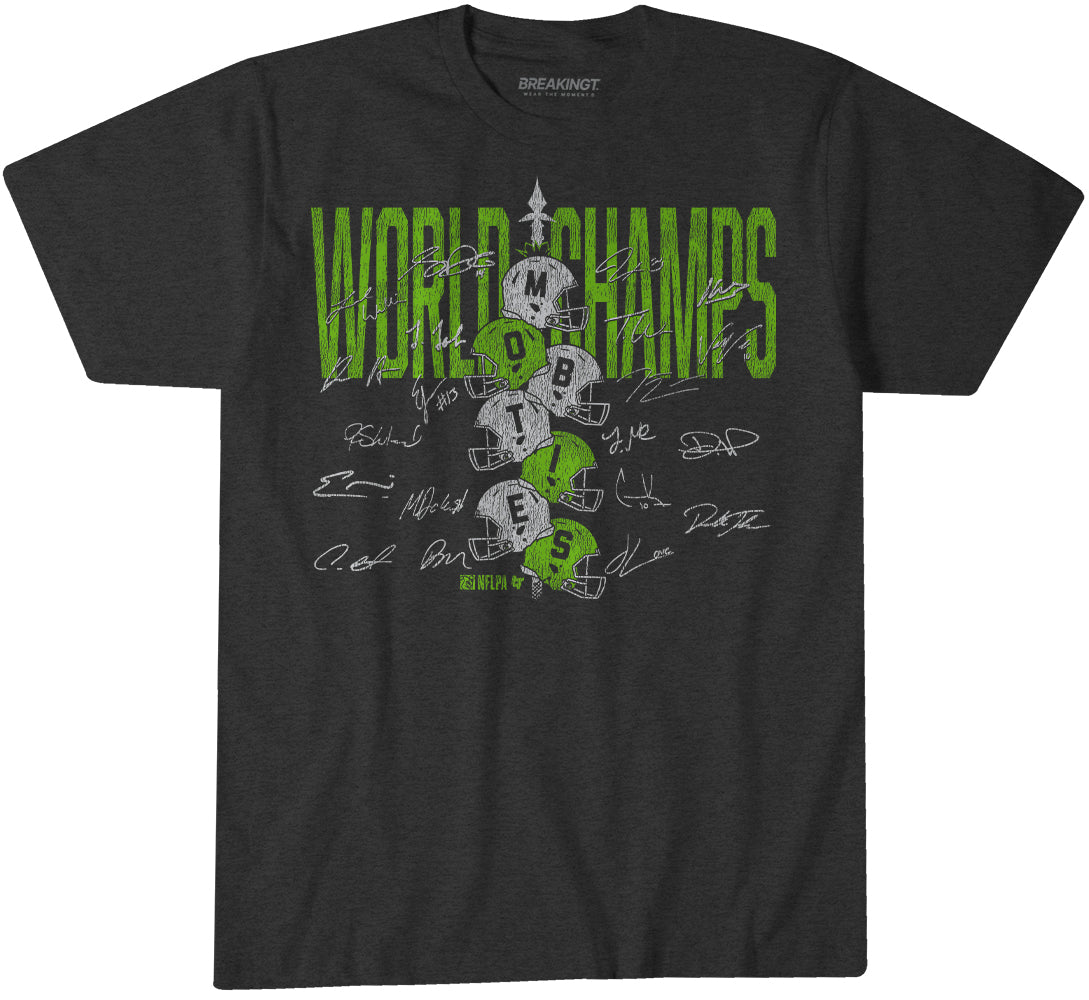 Seattle Football: World Champs Helmet Stack - Charcoal t-shirt - pro football fan gear - Seattle - BreakingT apparel