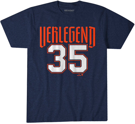 Justin Verlander: Detroit Verlegend - Navy t-shirt - pro baseball fan gear - Detroit - Justin Verlander design - BreakingT apparel