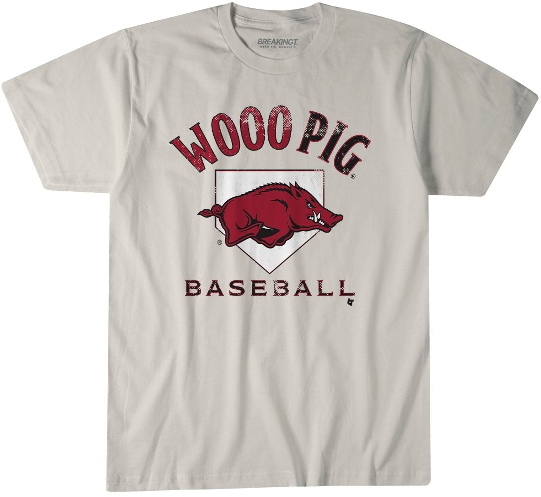 Arkansas Baseball: Home Plate – Off White t-shirt – college baseball fan gear – Arkansas – BreakingT apparel