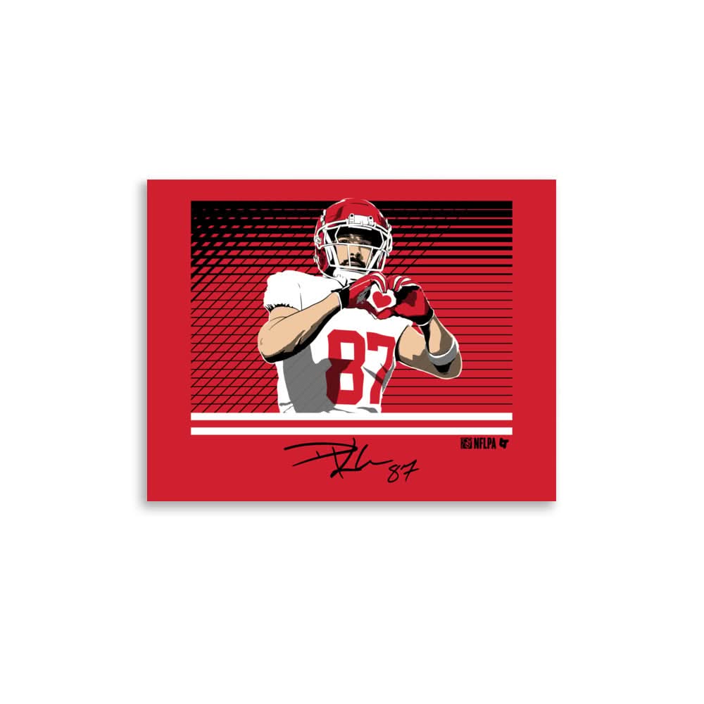 Travis Kelce: Throw Up the Heart Hands Art Print