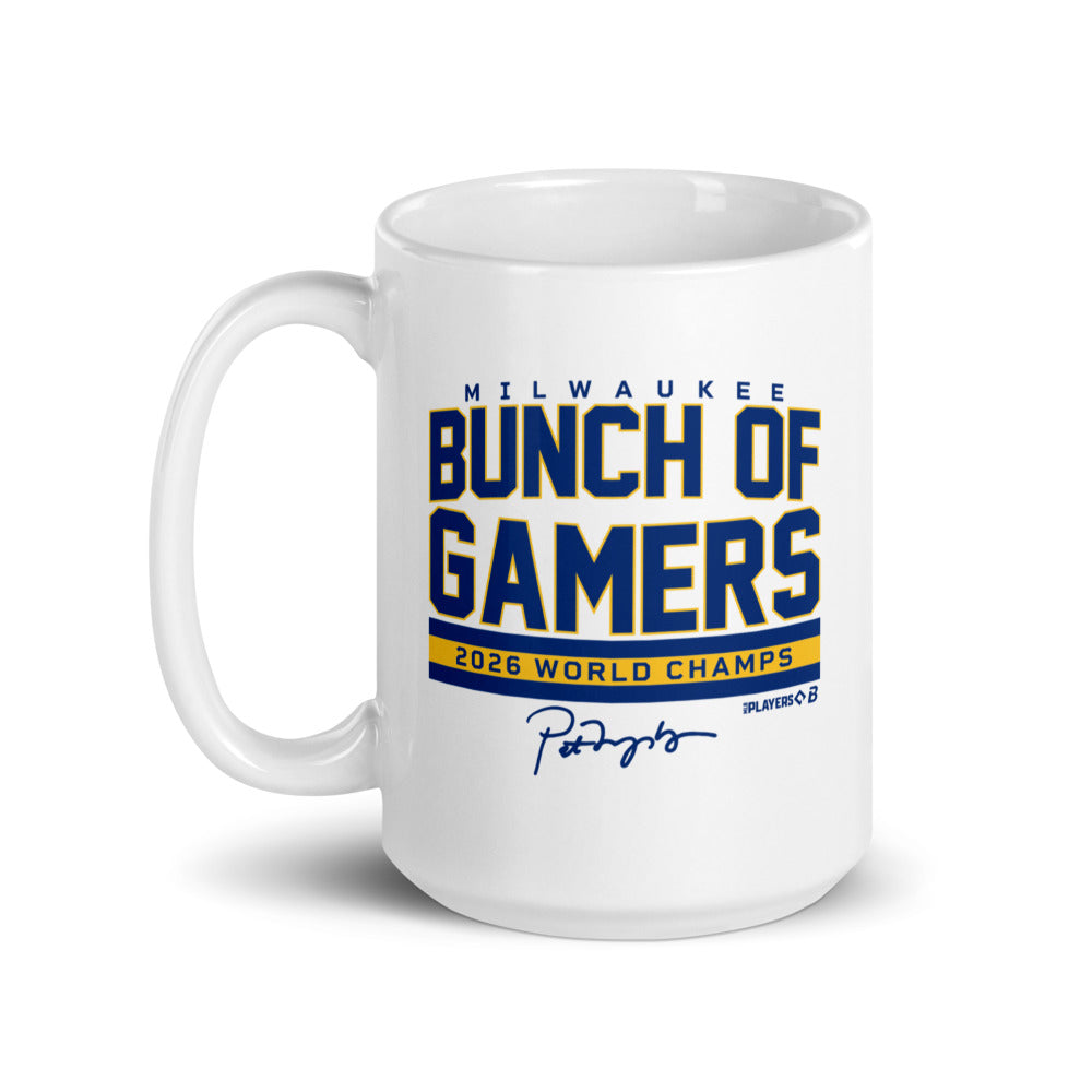 Milwaukee Baseball: Bunch Of Gamers World Champs (Light Blue) Mug (15 oz)