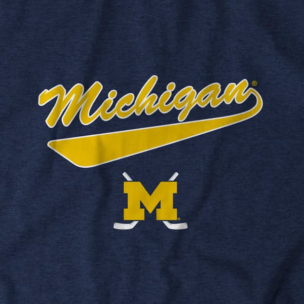 Michigan Hockey Script Shirt + Hoodie - Officially Licensed -BreakingT