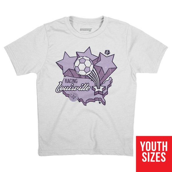 Racing Louisville FC: Vintage Map, Youth T-Shirt / Large - Nwsl - Sports Fan Gear | breakingt