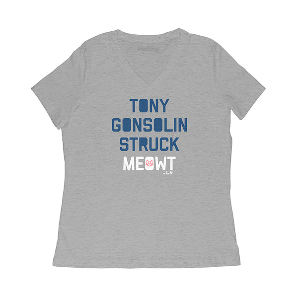Tony Gonsolin Struck Meowt, Women's V-Neck T-Shirt / Extra Large - MLB - Sports Fan Gear | breakingt