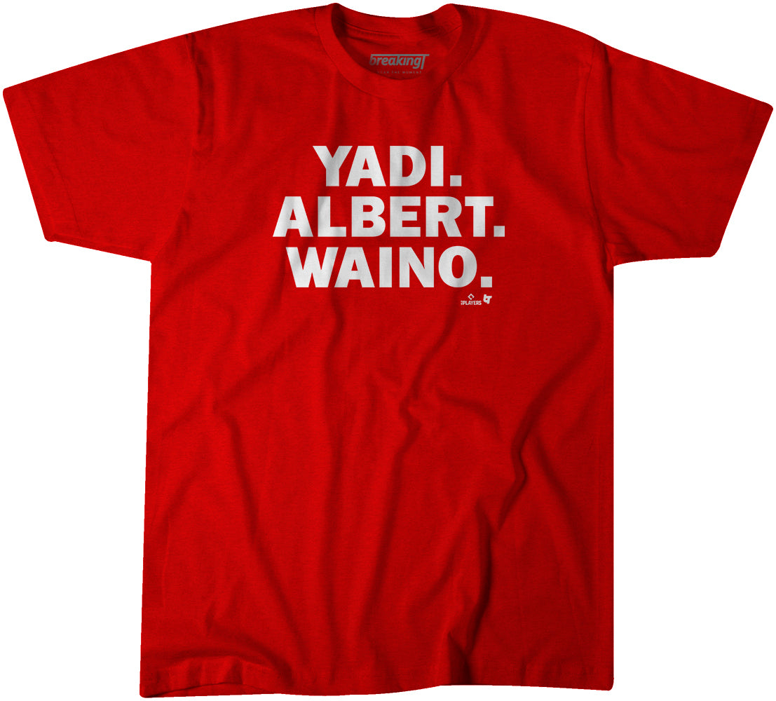 Yadi. Albert. Waino., Adult T-Shirt / Red / Small - MLB - Red - Sports Fan Gear | breakingt