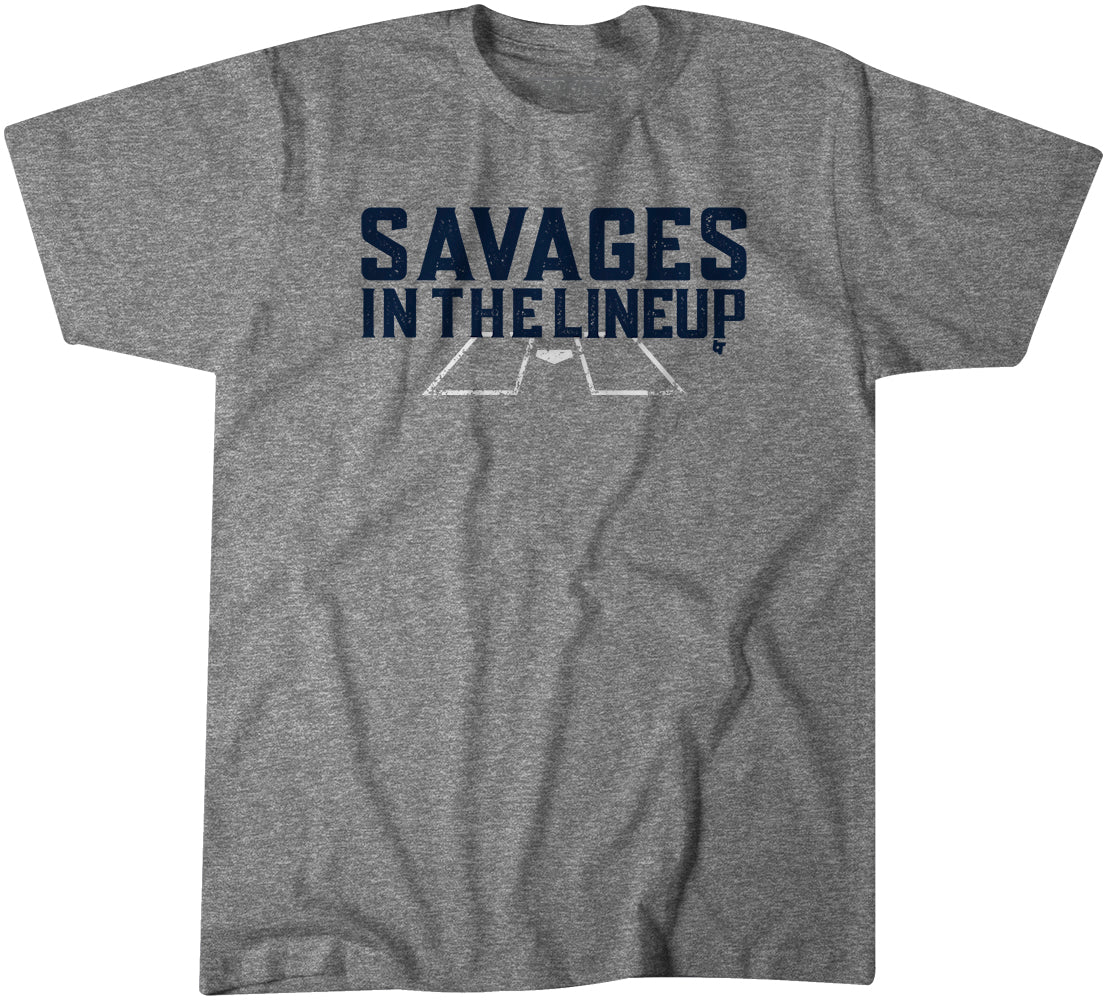 Savages in The Lineup, Adult T-Shirt / Gray / 2XL - MLB - Gray - Sports Fan Gear | breakingt