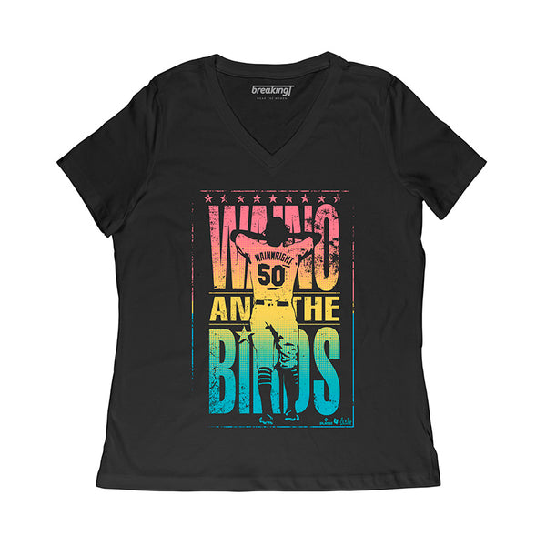 BreakingT Men's St. Louis Cardinals Adam Wainwright 'Waino And The Birds'  Black Graphic T-Shirt
