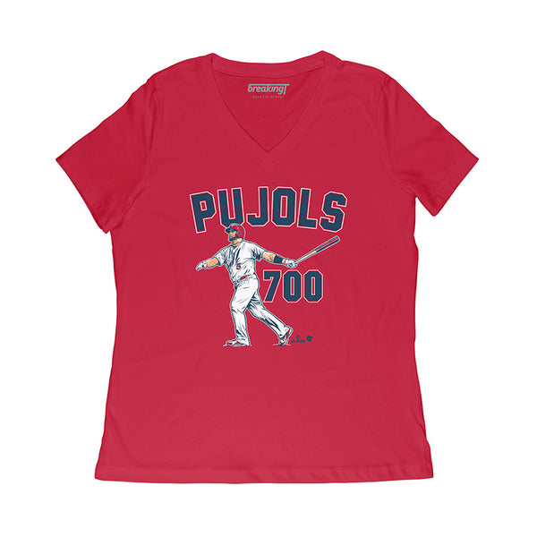 Albert Pujols: 700, Women's V-Neck T-Shirt / Red / Small - MLB - Red - Sports Fan Gear | breakingt
