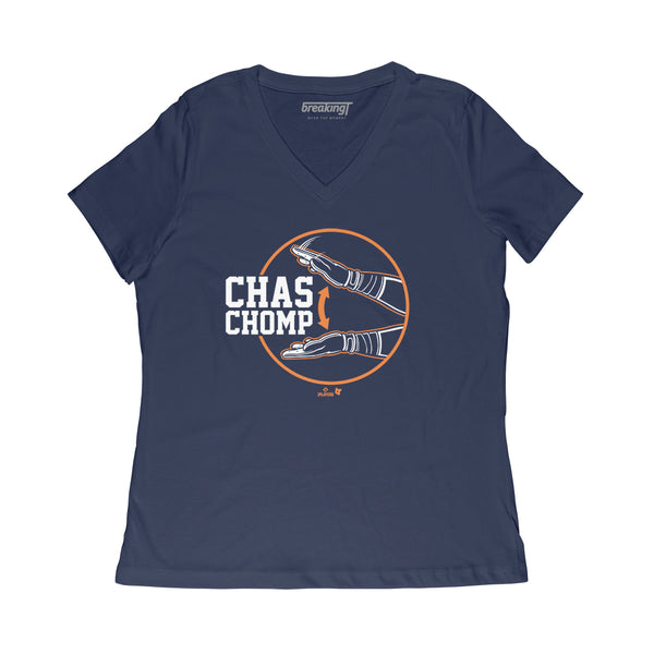 Chas McCormick: Chas Chomp, Women's V-Neck T-Shirt / Navy / Small - MLB - Navy - Sports Fan Gear | breakingt