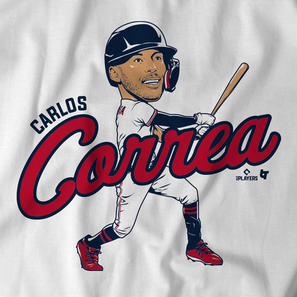 Carlos Correa: Minnesota Caricature, Women's V-Neck T-Shirt / Medium - MLB - Sports Fan Gear | breakingt