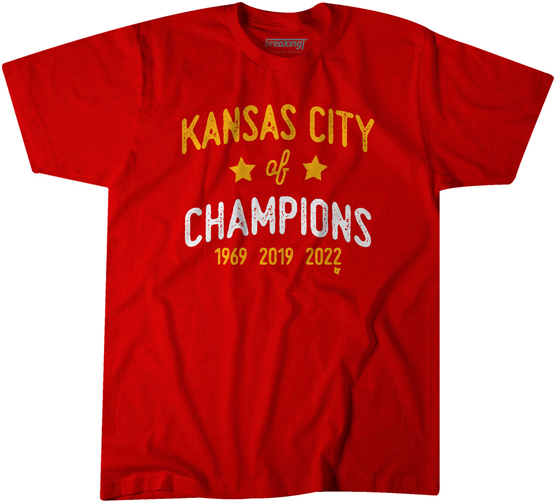 Kansas City of Champions, Adult T-Shirt / 2XL - Pro Football - Sports Fan Gear | BreakingT