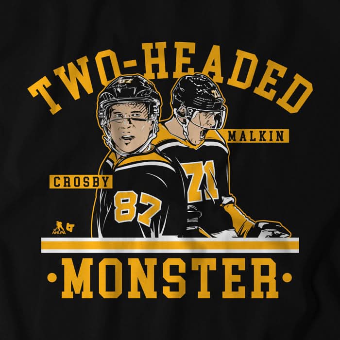3 headed monsters jersey Sidney Crosby & Evgeni Malkin 2-Headed Monster Shirt -NHLPA- BreakingT
