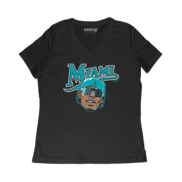 Jazz Chisholm: Swag Head, Women's V-Neck T-Shirt / Small - MLB - Sports Fan Gear | breakingt