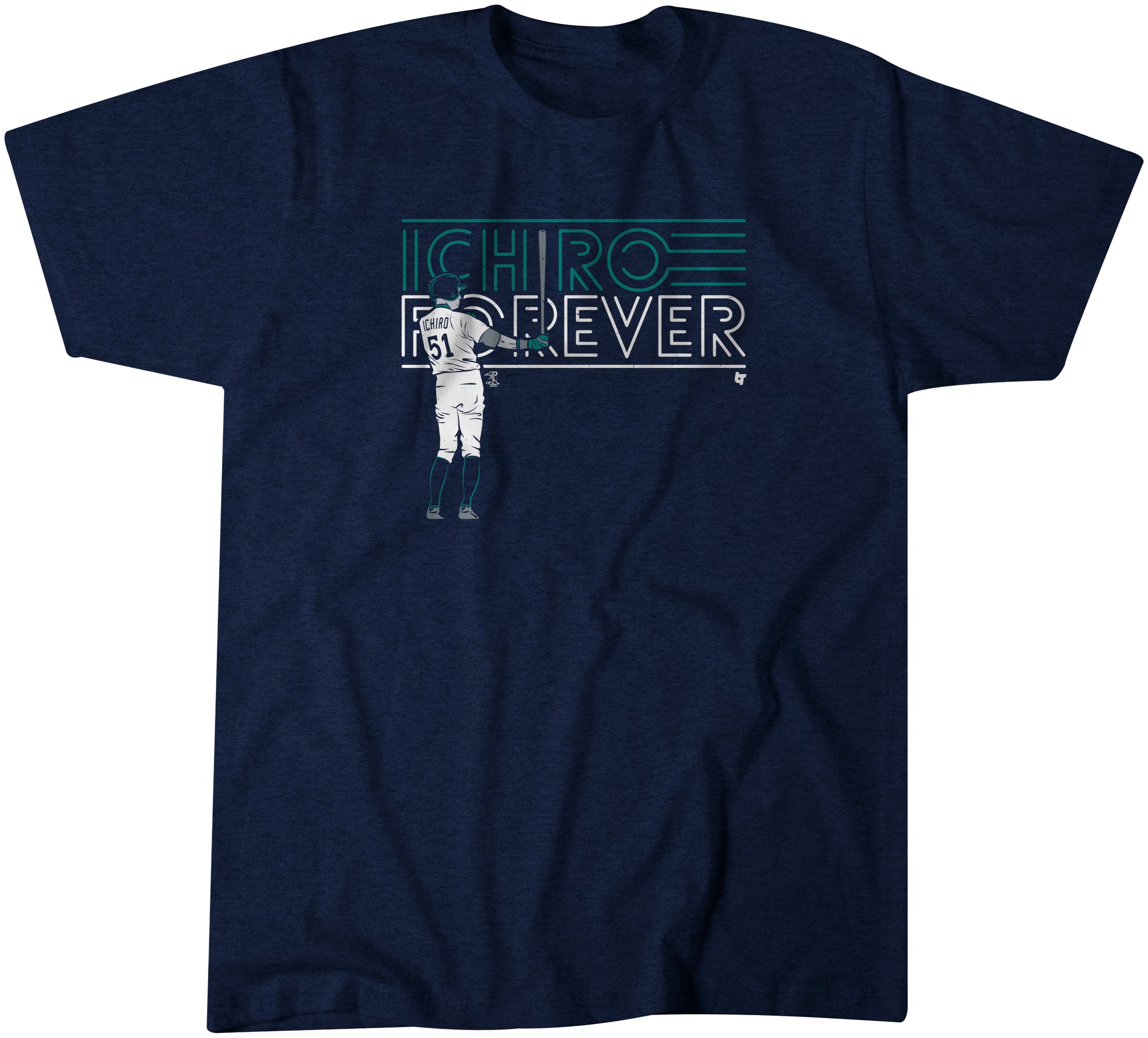 Ichiro Forever, 3XL / Adult T-Shirt - MLB - Navy Blue - Sports Fan Gear | breakingt
