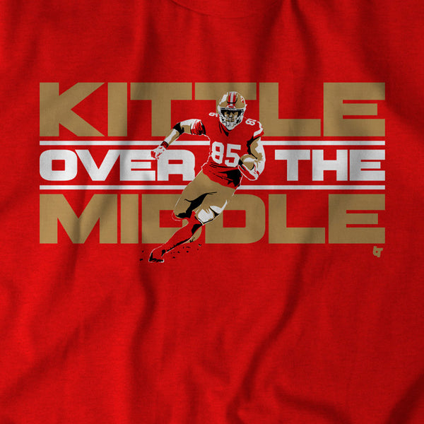George Kittle: Over The Middle, 2XL / Hoodie - Pro Football - Red - Sports Fan Gear | BreakingT