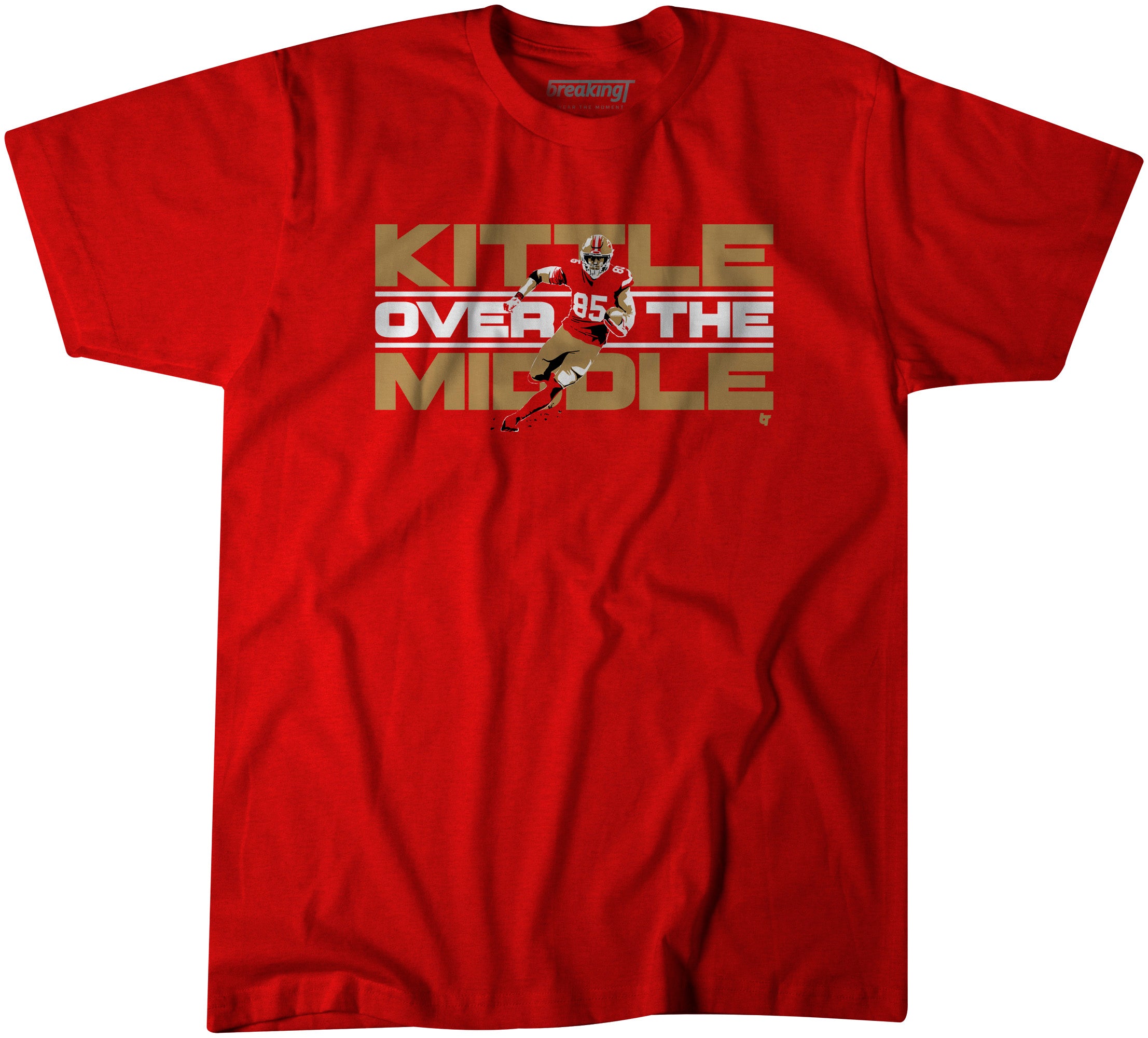 George Kittle: Over The Middle, Small / Adult T-Shirt - Pro Football - Red - Sports Fan Gear | BreakingT
