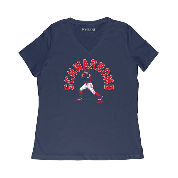 Kyle Schwarber: schwarbomb Boston, Women's V-Neck T-Shirt / Extra Large - MLB - Sports Fan Gear | breakingt