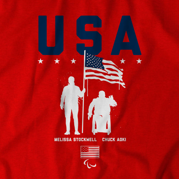 Team USA: Melissa Stockwell and Chuck Aoki Flag Bearers