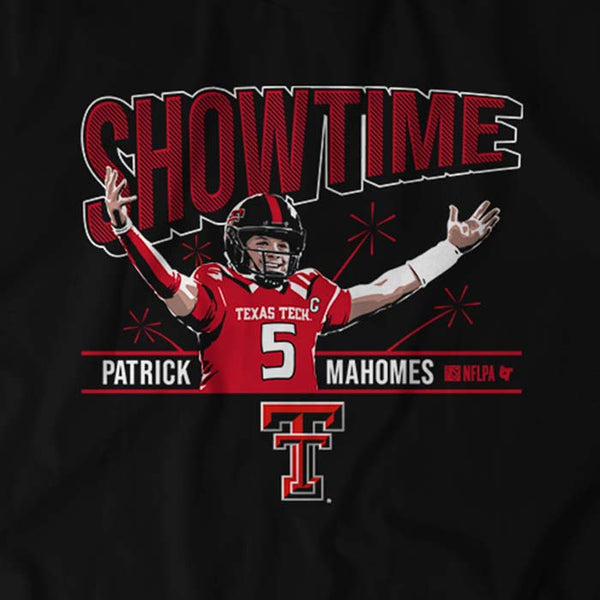Texas Tech: Showtime Patrick Mahomes, Women's V-Neck T-Shirt / Large - CFB | College Football - Sports Fan Gear | BreakingT