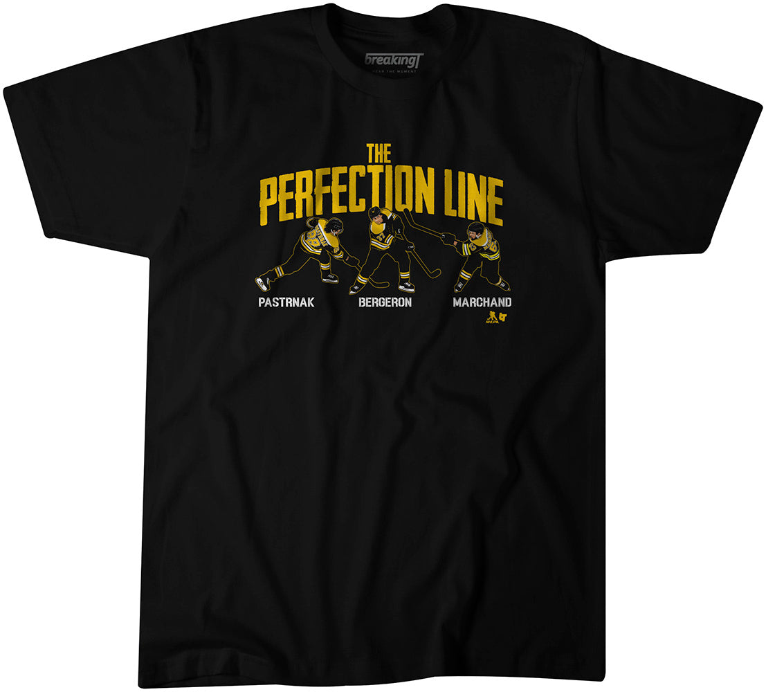 Pastrnak, Bergeron, & Marchand Perfection Line Shirt -NHLPA- BreakingT