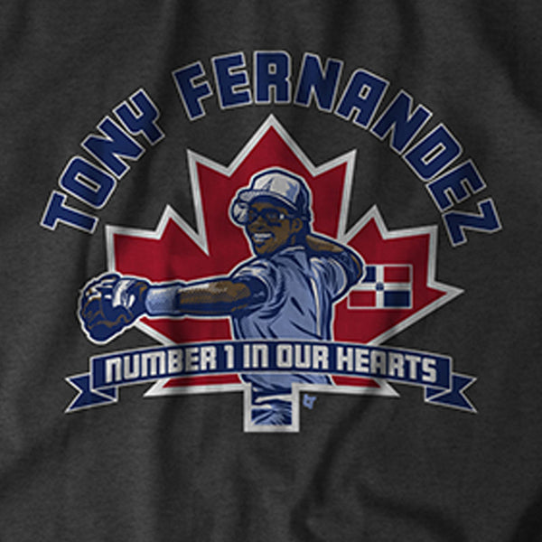 Tony Fernandez # 1 in Our Hearts Shirt - MLBPAA Licensed - BreakingT